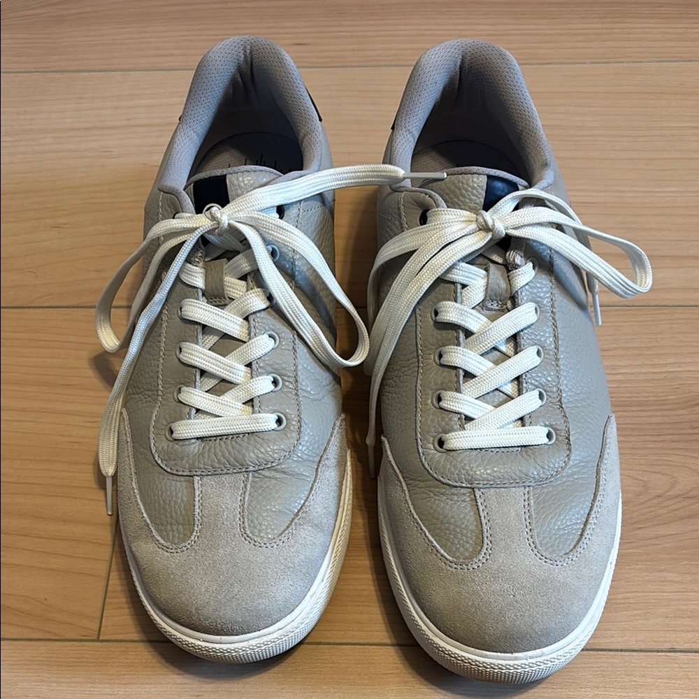 Peter Millar Drift Leather Hybrid Course Shoes. Warm Grey/Navy. Size 10